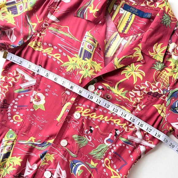 Polo Ralph Lauren Hawaiian Print Tea Dress Red Size 8 - Picture 15 of 16